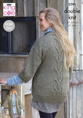 Ladies Cardigans Knitted in King Cole Homespun DK - 5791 - Downloadable PDF