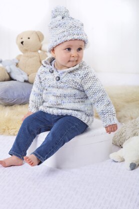 Jacket, Sweaters & Hat knitted in King Cole Bumble Chunky - Babies - P6083 - Leaflet