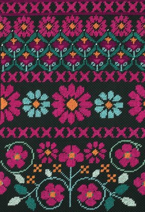 DMC Pink Geo Flowers (Coton Perlé half cross stitch) Cross Stitch Kit - 30cm x 20cm