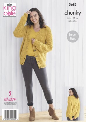 Cardigans Knitted in King Cole Subtle Drifter Chunky - 5683 - Downloadable PDF