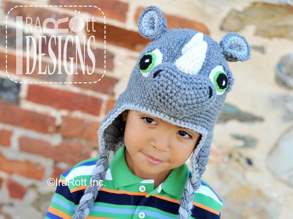 Riley Rhino the Rhinoceros Hat Crochet pattern by Ira Rott