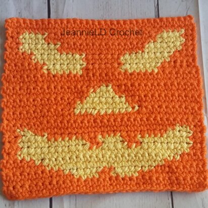 Jack O'Lantern Face Dishcloth