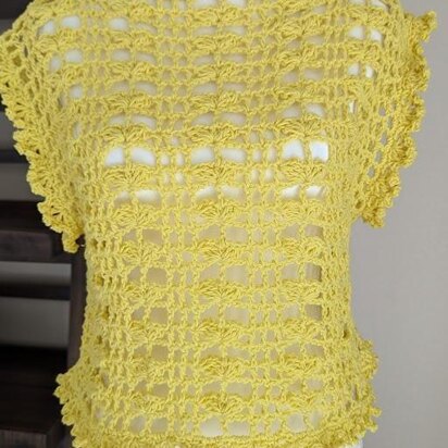 Canary Yellow Butterfly Crochet Top