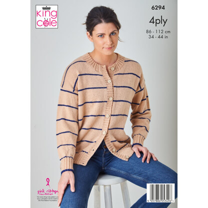Cardigan and Slipover knitted in King Cole Merino Blend 4Ply - P6294