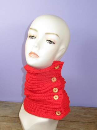 Sideways Fishermans Rib Stitch Button Up Cowl / Snood