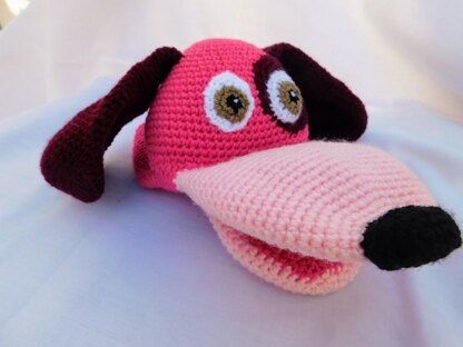 Belita, the amigurumi dog, hand puppet