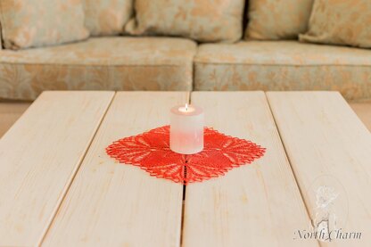 Knitted lace table topper "Cherry"
