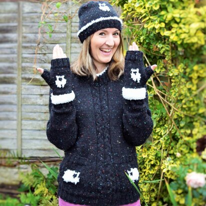 Ladies Sheep Sweater, Hat and Gloves