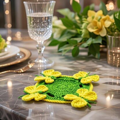 Crochet Butterfly Coaster Pattern PDF + Video Tutorial