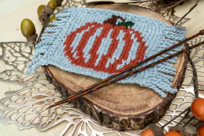 Pumpkin Mug Rug Knit