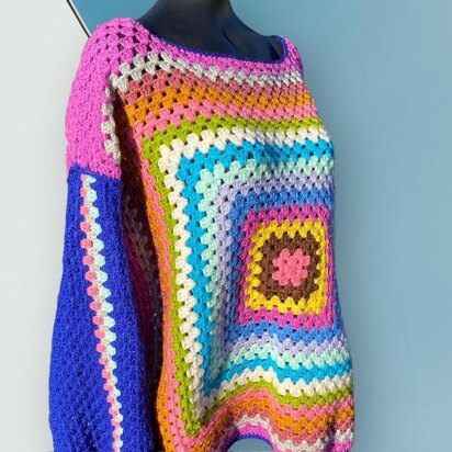 Oversized Granny Square Crochet Jumper