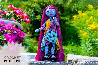 Crochet Pattern Sally Skellington Amigurumi doll