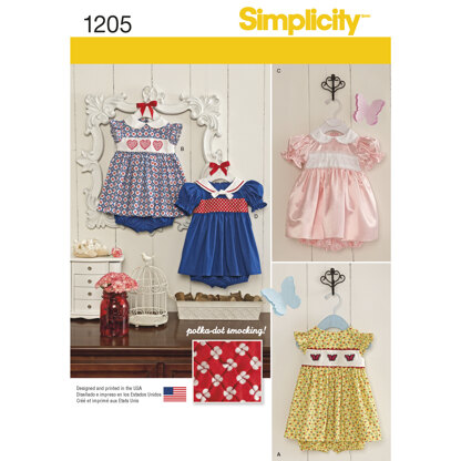 Simplicity Babies' Dress and Panties 1205 - Sewing Pattern