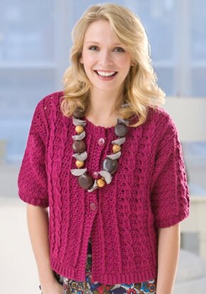 Crochet Cable Cardi in Red Heart Soft Solids - LW2440