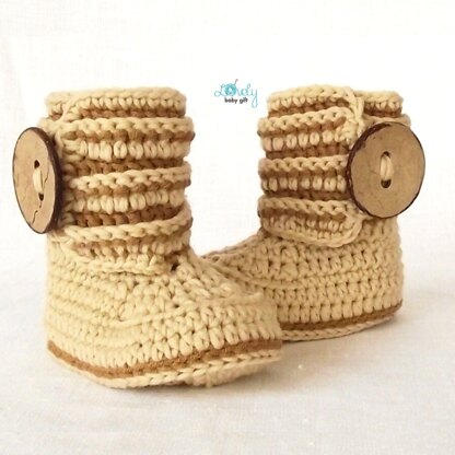 Baby Button Booties Crochet Pattern