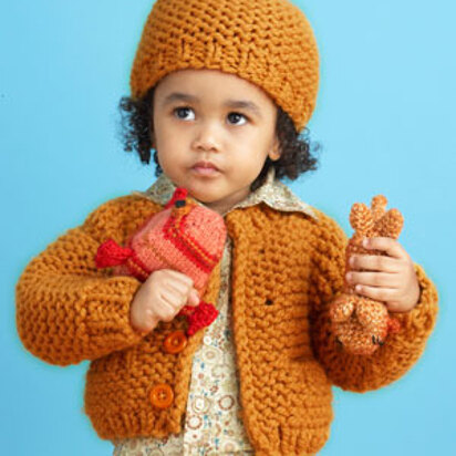 Sandbox Cardi and Hat in Lion Brand Wool-Ease Thick & Quick - 81083B