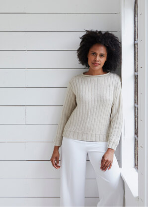 Brancaster Sweater - Knitting Pattern For Women in Debbie Bliss Falkland Aran