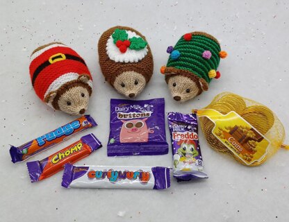 PDF Christmas Hedgehog Knitting Pattern Gift Bag/Toy Selection Box Chocolate Santa Christmas Tree Christmas Pudding