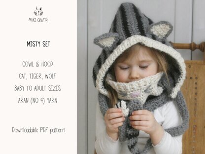 Misty cat hood and cowl set