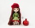 Pomegranate outfit for doll knitted flat