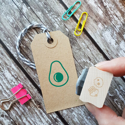 Skull and Cross Buns Avocado Rubber Stamp