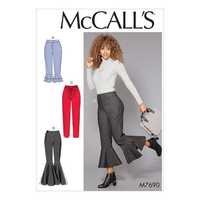 McCall's Misses' Pants With Flounce Variations and Sash M7690 - Sewing Pattern