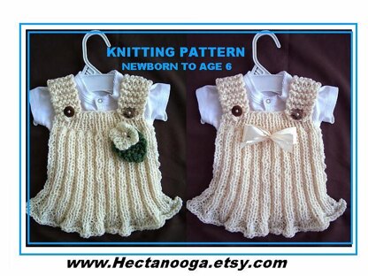 672 - knit girls dress, newborn to 6 yrs,