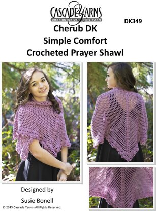 Simple Comfort Crocheted Prayer Shawl in Cascade Cherub DK - DK349