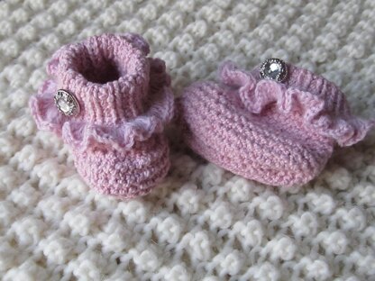 Baby Girl Booties with Ruffle