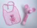 Teddy Bear Baby Bib and Rattle