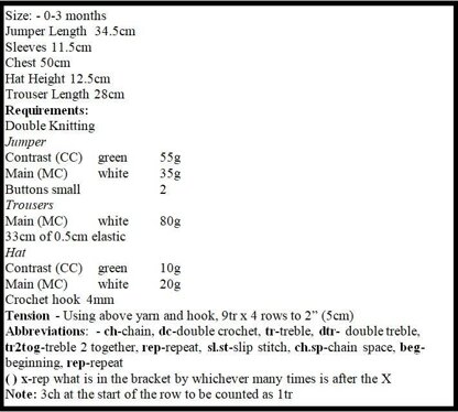 Crochet pattern baby jumer/sweater, trousers and hat #371