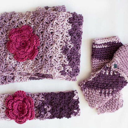 Cozy Posy Scarf in Caron Simply Soft & Simply Soft Ombre - Downloadable PDF