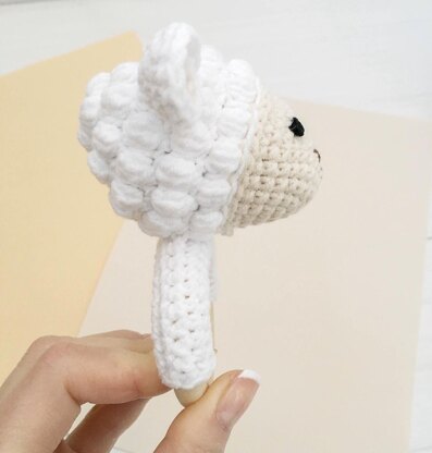 Crochet sheep pattern baby rattle Amigurumi lamb teether