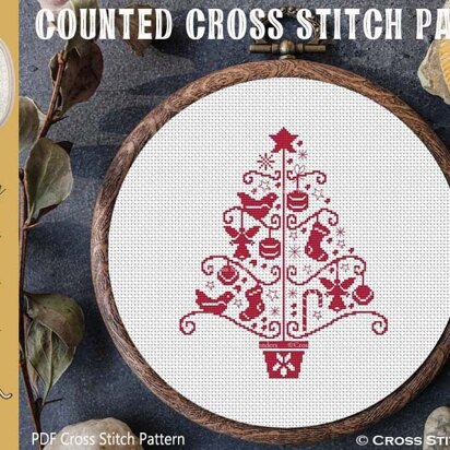 Bright Lights Christmas Ornament Embroidery Pattern