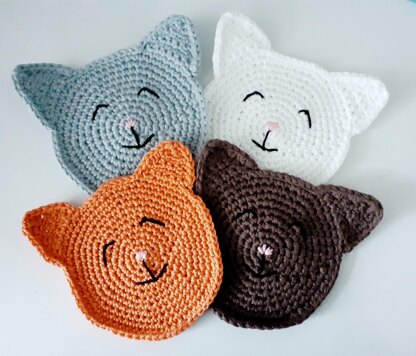 Crochet cat coasters Crochet pattern by Off the Wool Creations