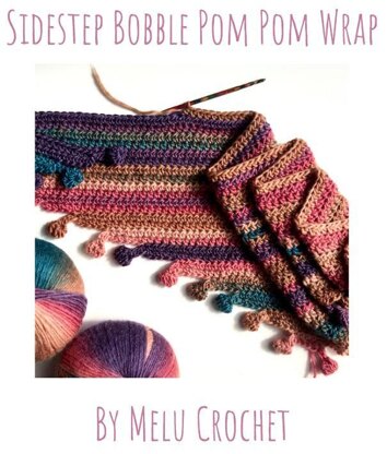 Sidestep Bobble Pom Pom Wrap US terminology  by Melu Crochet