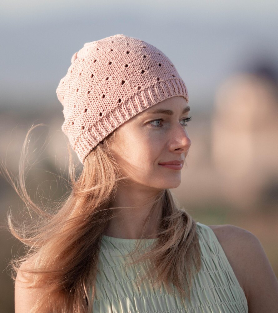 Womens knit summer lace beanie hat LoveCrafts - Main Image