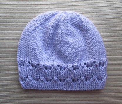 Lilac Hat with a Lacy Border for a Lady