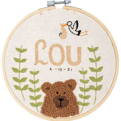 Vervaco Embroidery Kit With Ring Baby Bear Embroidery Kit - 16cm x 16cm (6.4in x 6.4in)
