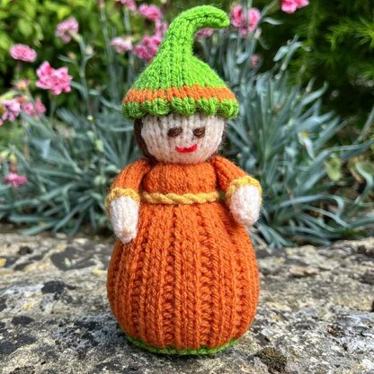Halloween Pumpkin Doll Knitting Pattern - Toy Knitting Pattern