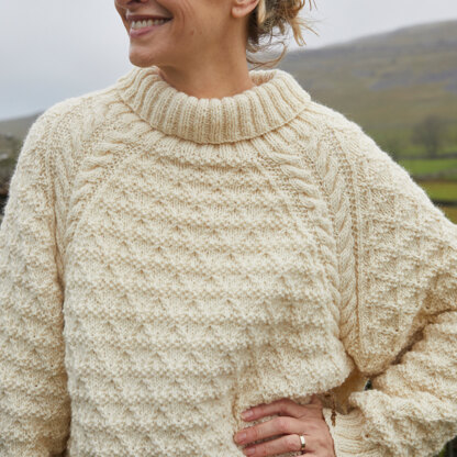 Diamond Patterned Sweater -  Knitting Pattern for Women in Debbie Bliss British Wool Aran by Debbie Bliss