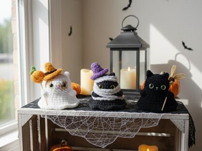 Cat Crochet Pattern, Halloween Cats Crochet Pattern, No Sew Crochet Pattern