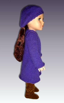 Doll clothes, Long Cardigan Knitting pattern for 18 inch dolls, including American Girl