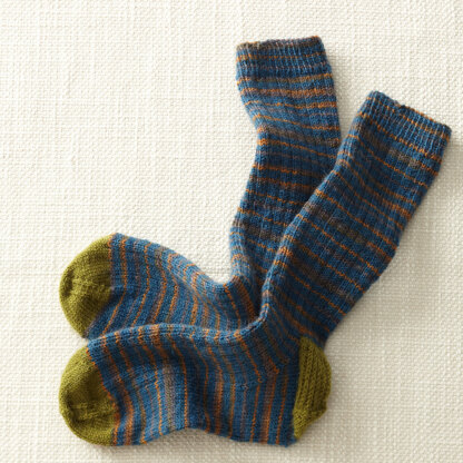 Contrast Toe & Heel Socks in Lion Brand Sock Ease - L10471