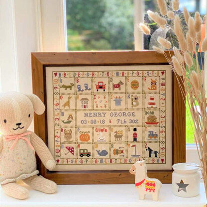 Historical Sampler Company V is for Van Birth Sampler Cross Stitch Kit - 30cm x 26cm