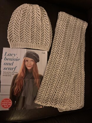 Lacy beanie and scarf set