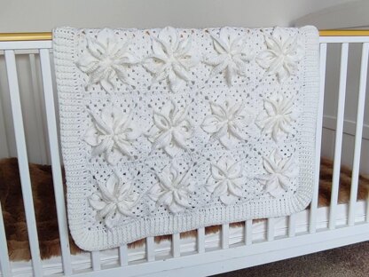 White Poinsettia Baby Afghan