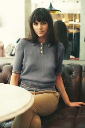 "Polo Shirt" - Top Knitting Pattern For Women in Debbie Bliss Rialto DK - VIL02