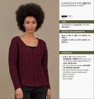 Lovelock Pullover - Jumper Knitting Pattern for Women in Tahki