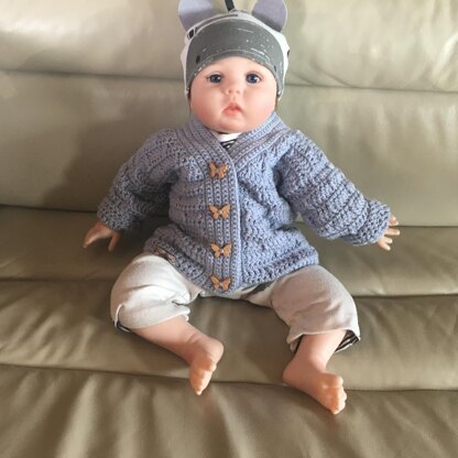 Kasey Cardigan Hat and Booties Set